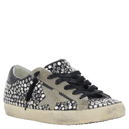 Superstar Grey low top sneakers with Side Star Patch and All-Over Glitter in suede for women
