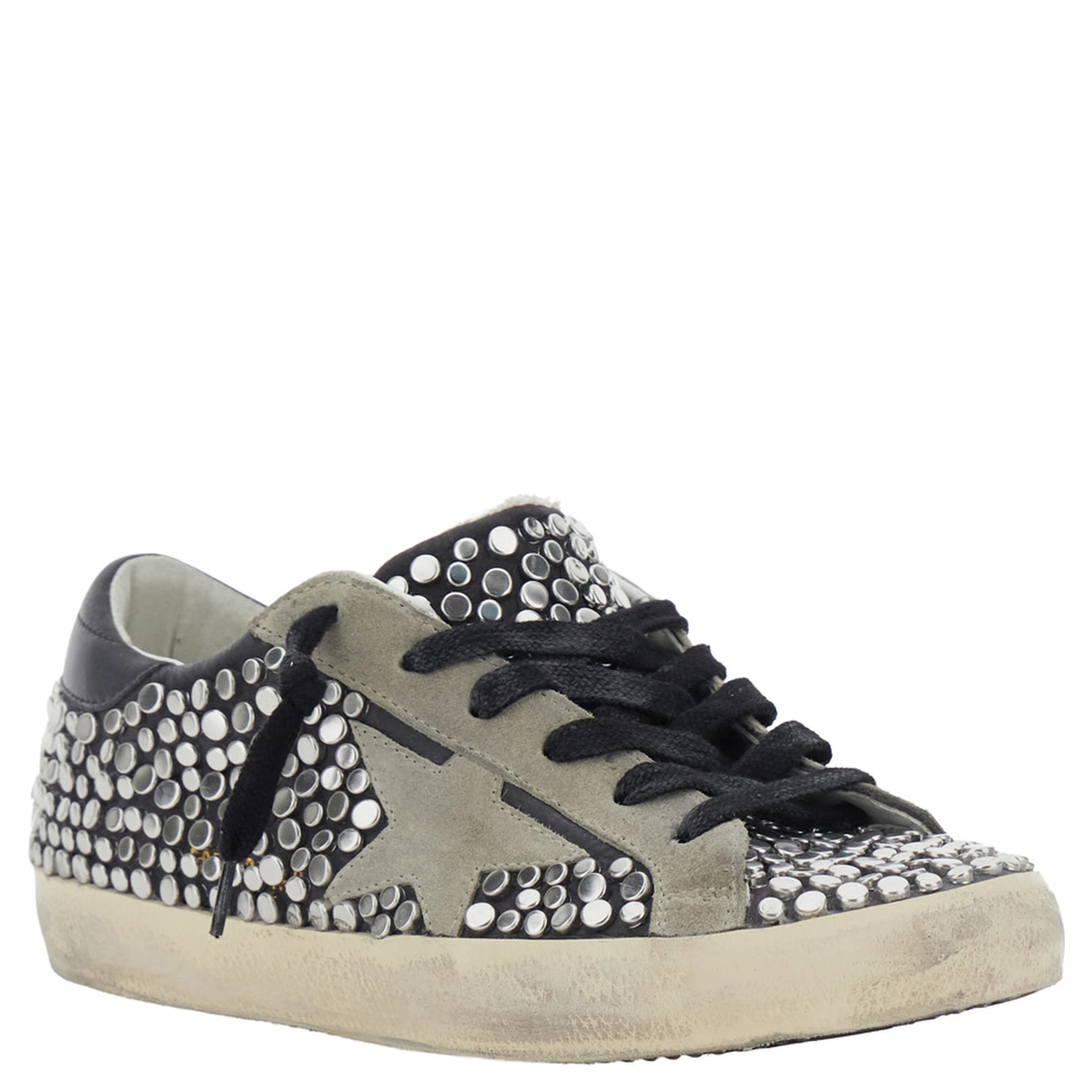 Superstar Grey low top sneakers with Side Star Patch and All-Over Glitter in suede for women