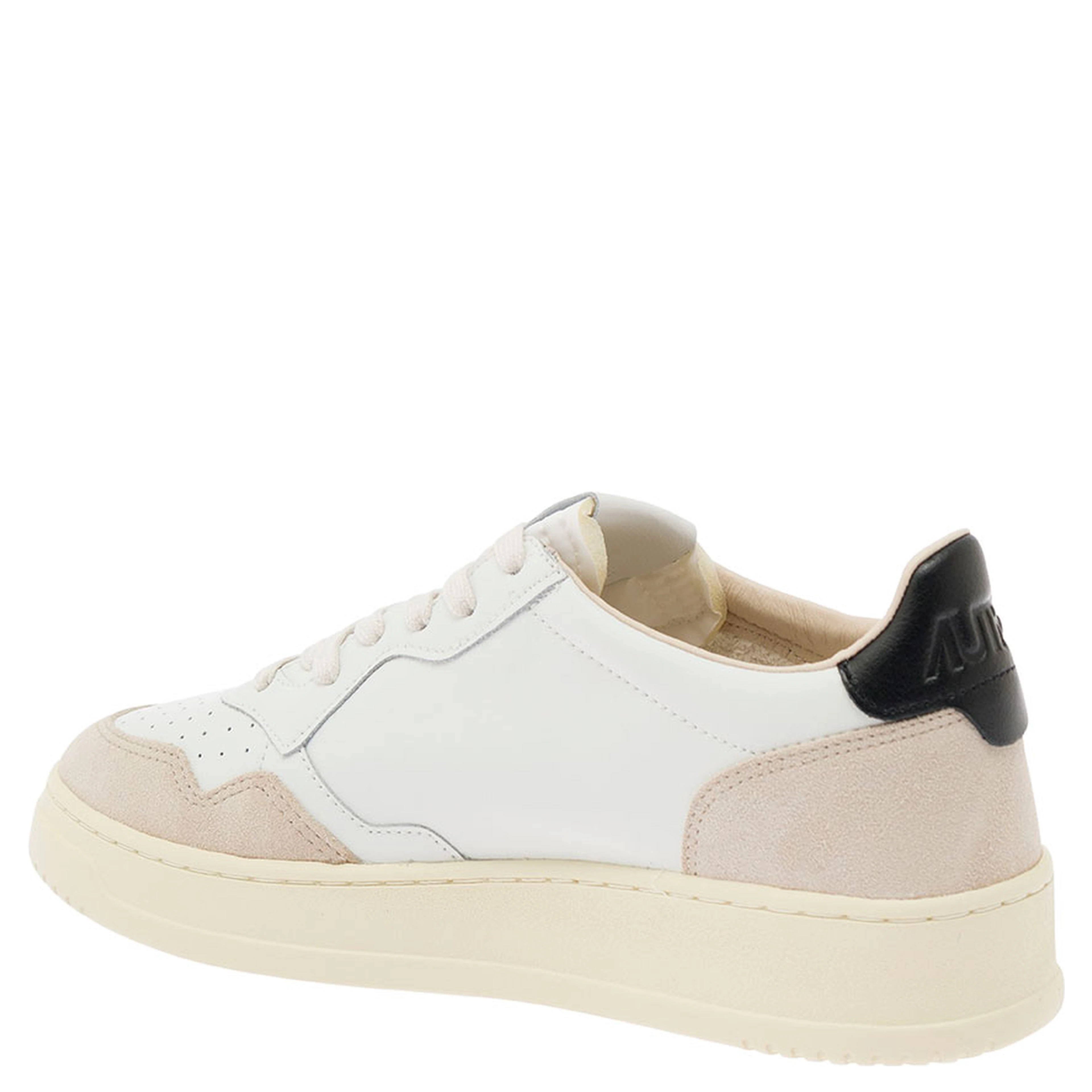 Low Top Sneaker Medalist with Beige Suede Details in White Leather Men
