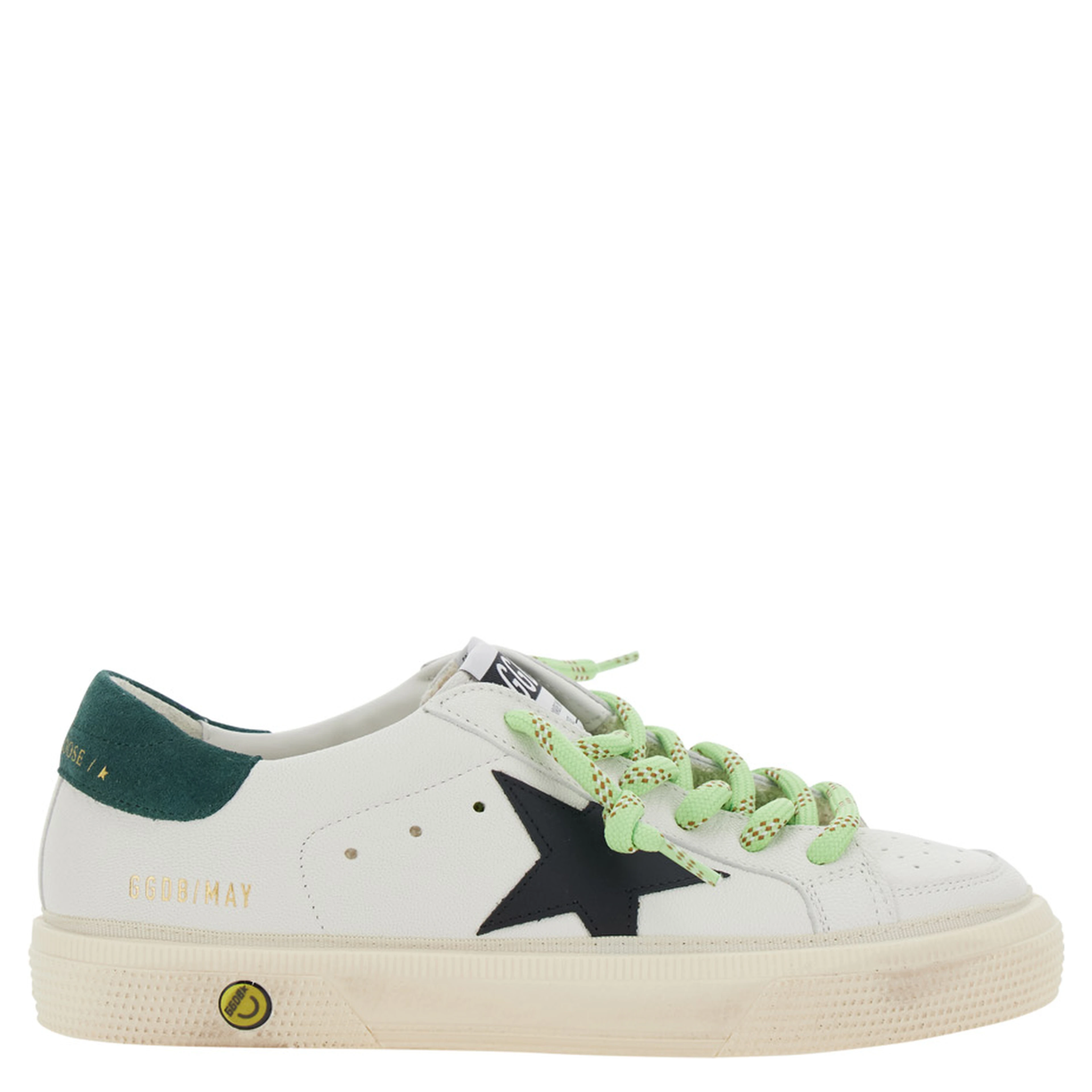 May White Low Top Sneaker with Star Patch on the Side and Logo Patch on the Tongue in Leather Boy