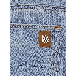Light Blue Jeans with Ripped Details on the Front and Bow on the Waist in Denim for Men
