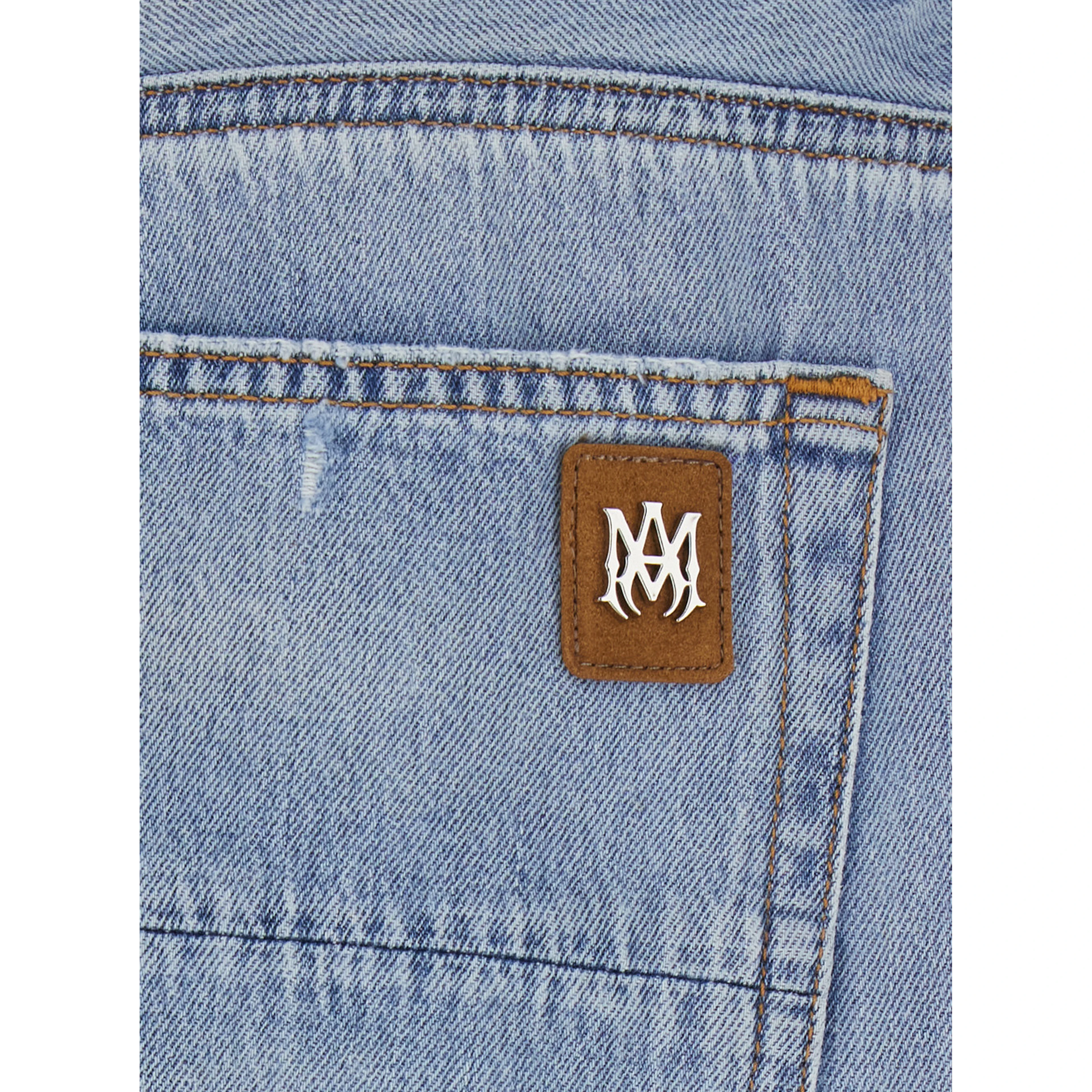 Light Blue Jeans with Ripped Details on the Front and Bow on the Waist in Denim for Men