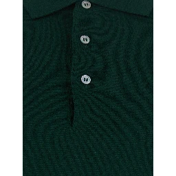 Green Polo Shirt Sweater in Wool Blend Men