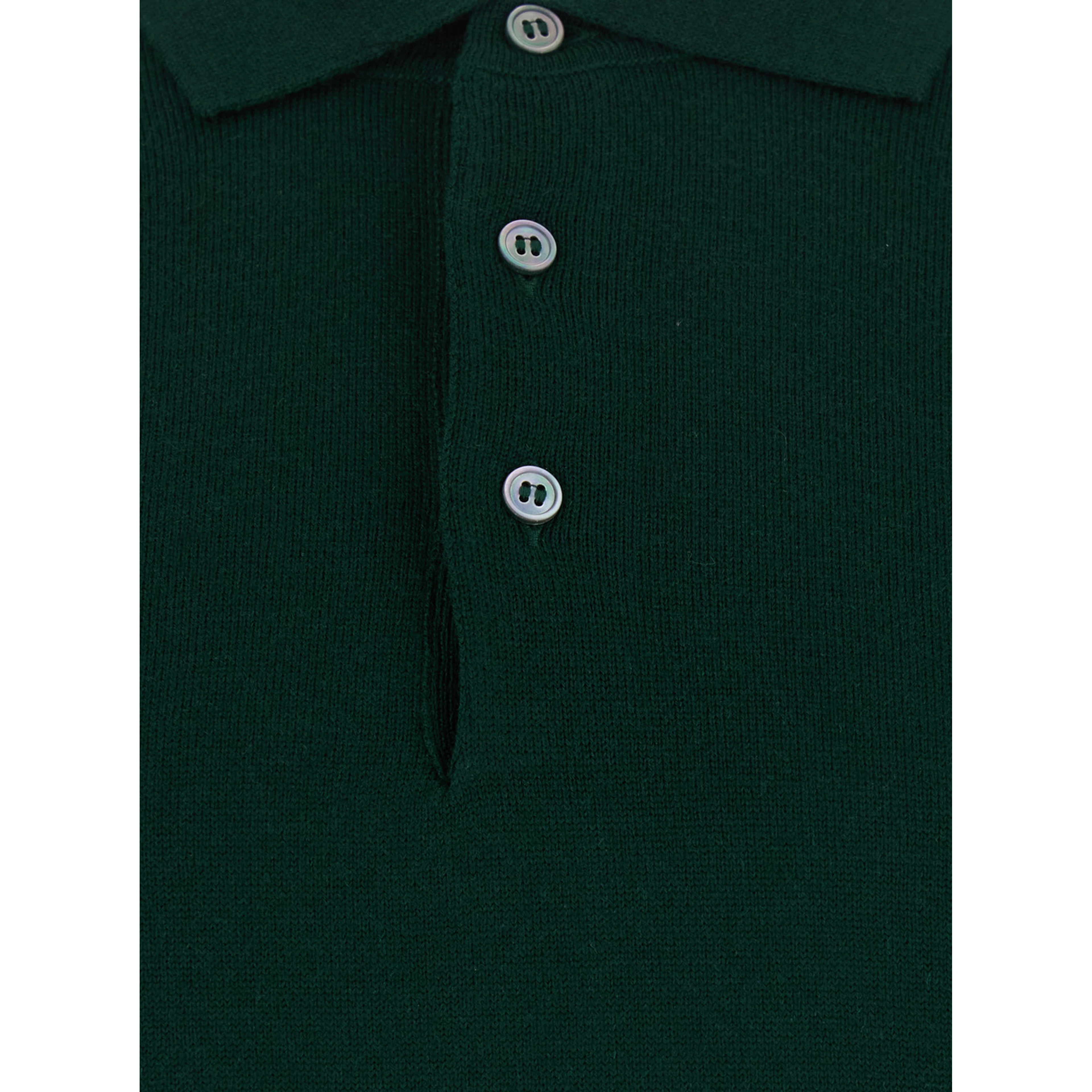 Green Polo Shirt Sweater in Wool Blend Men