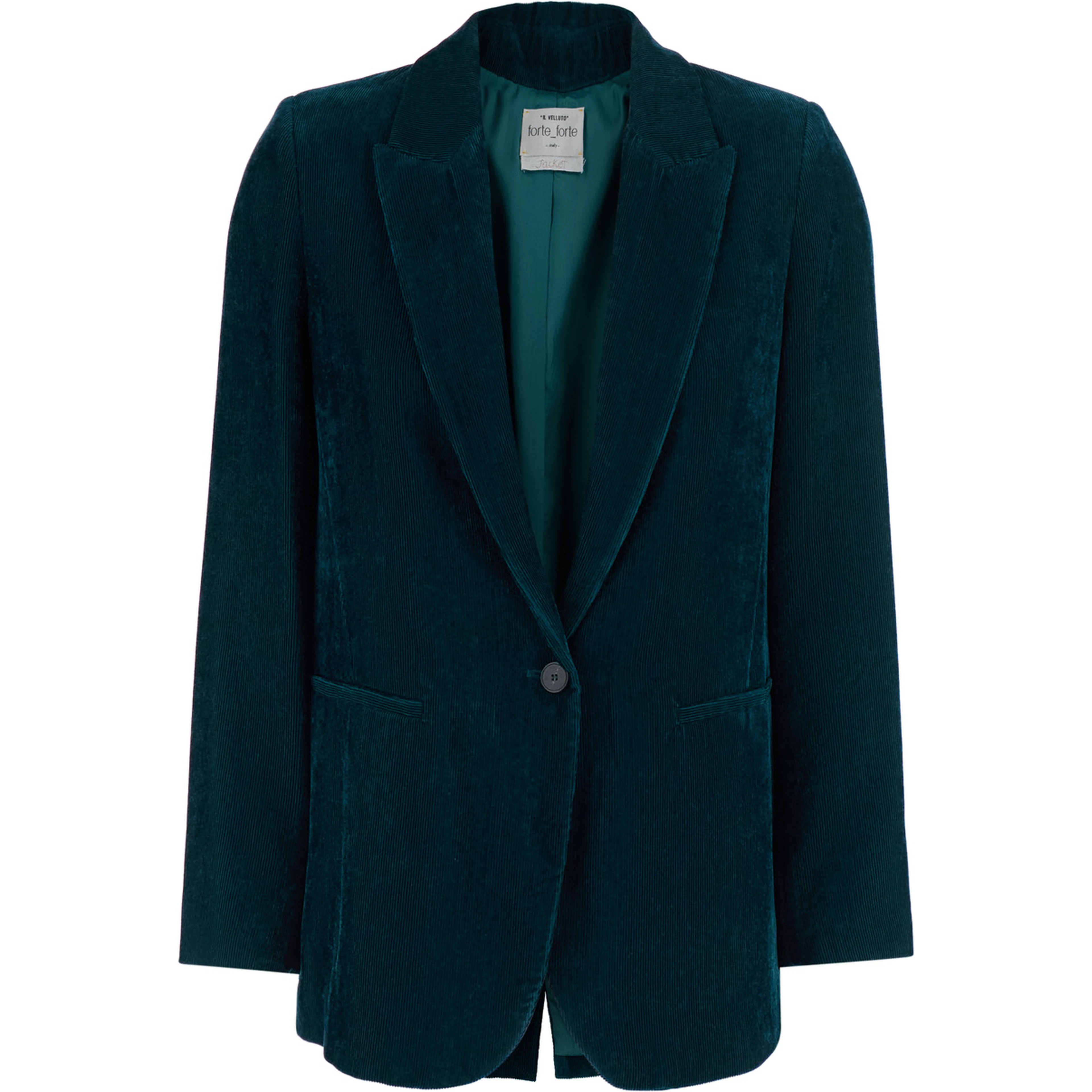 Blue single-breasted Jacket with Peak revers in corduroy for women