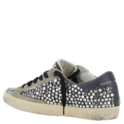 Superstar Grey low top sneakers with Side Star Patch and All-Over Glitter in suede for women