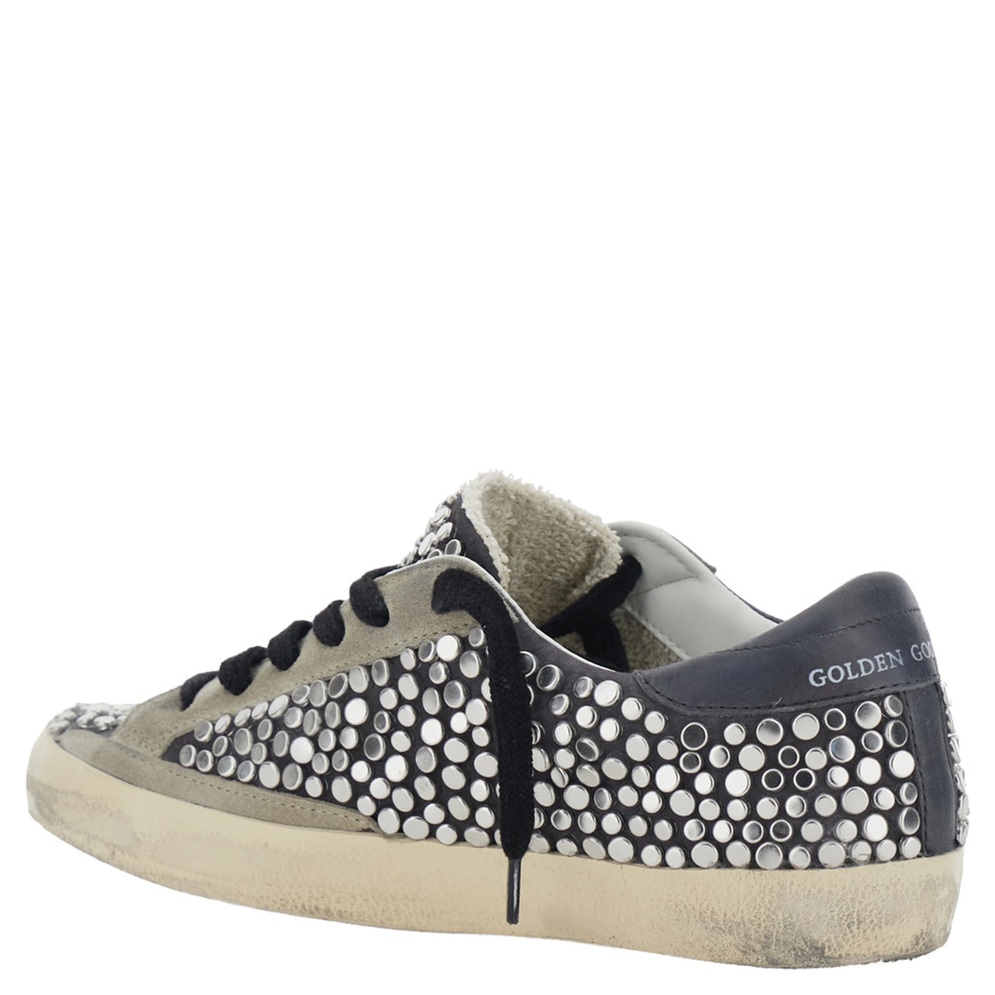 Superstar Grey low top sneakers with Side Star Patch and All-Over Glitter in suede for women