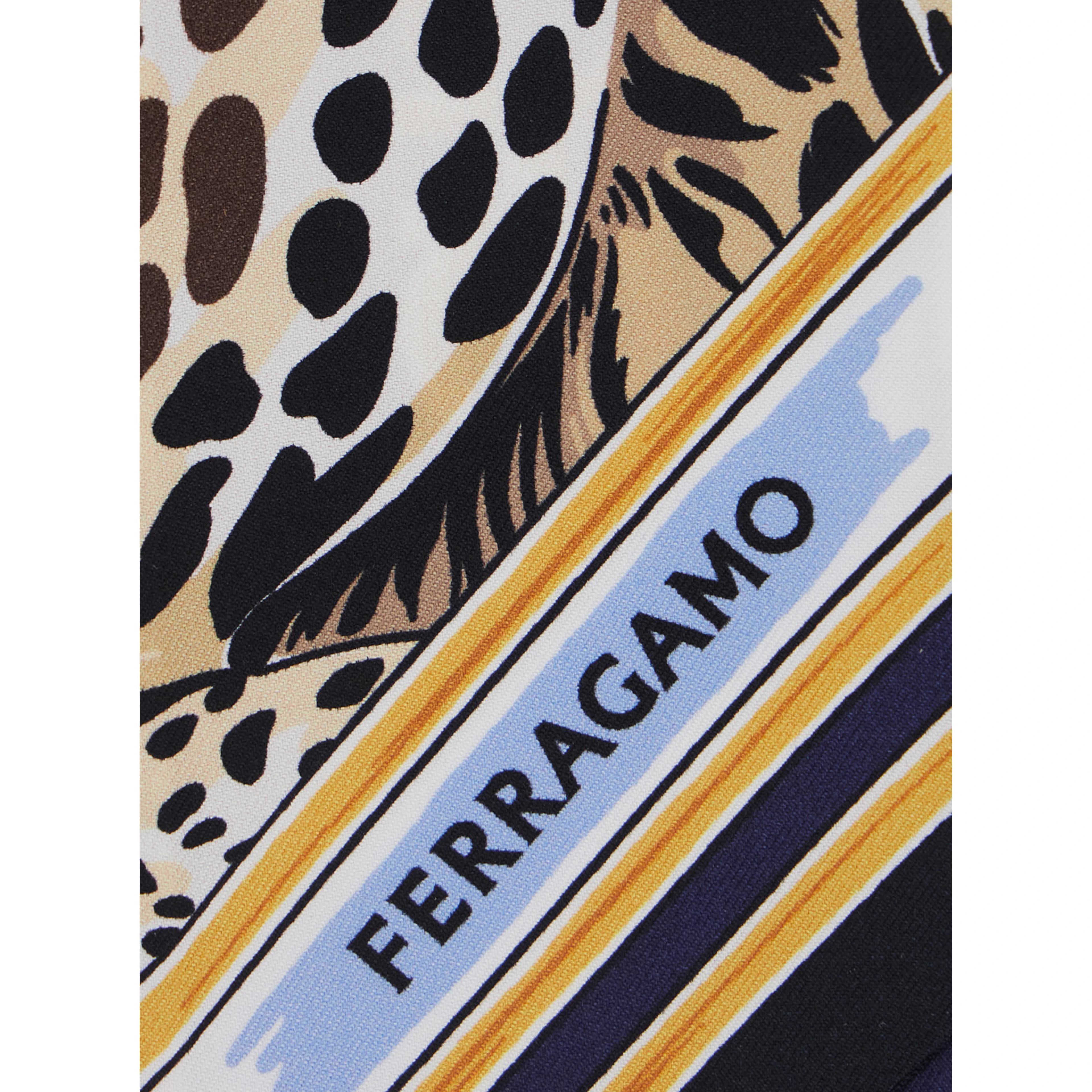 blue Scarf with All-over Print and embossed logo lettering in Silk Women