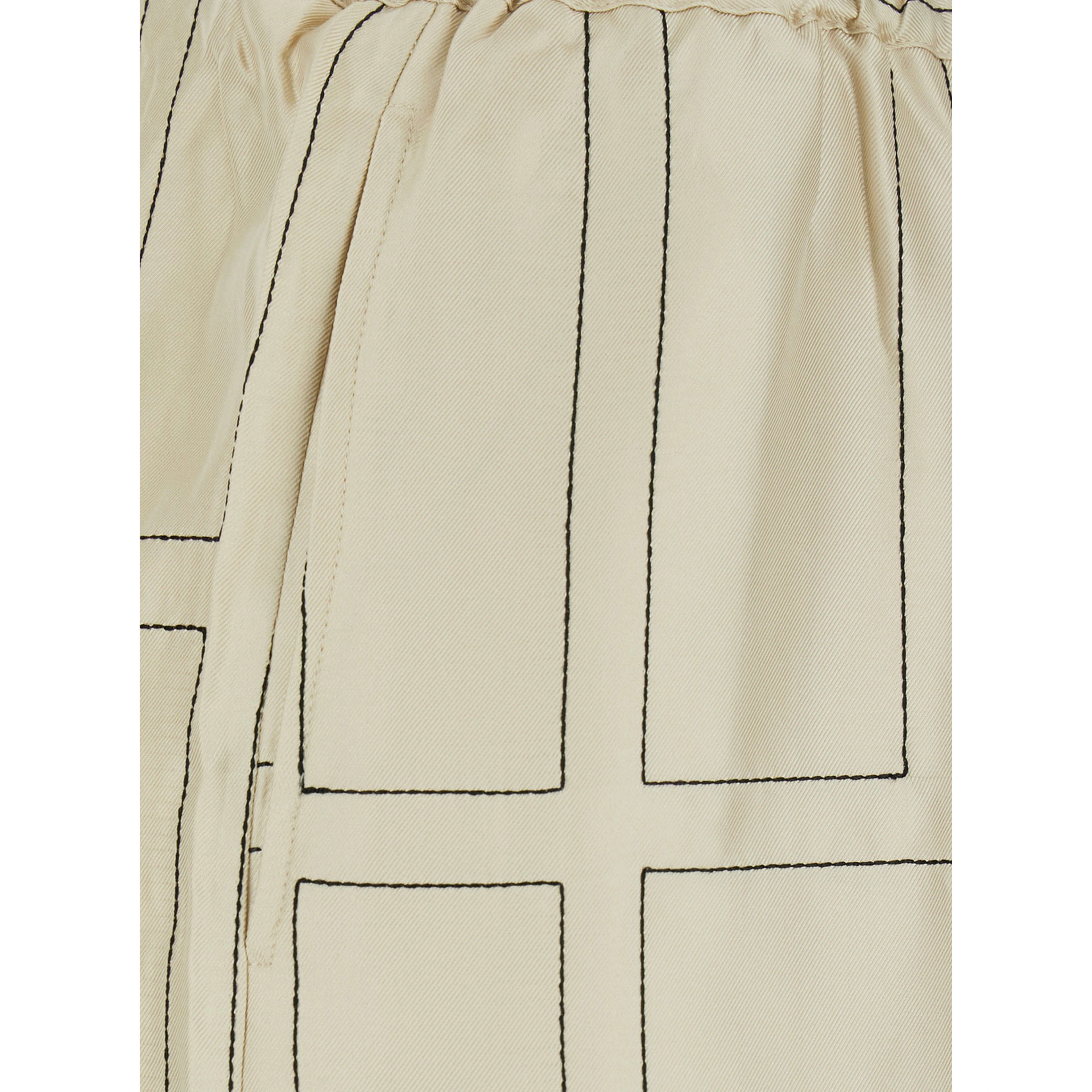 White Bermuda Shorts with elasticated waist and all-over monogram in silk for women