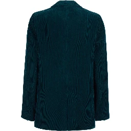 Blue single-breasted Jacket with Peak revers in corduroy for women