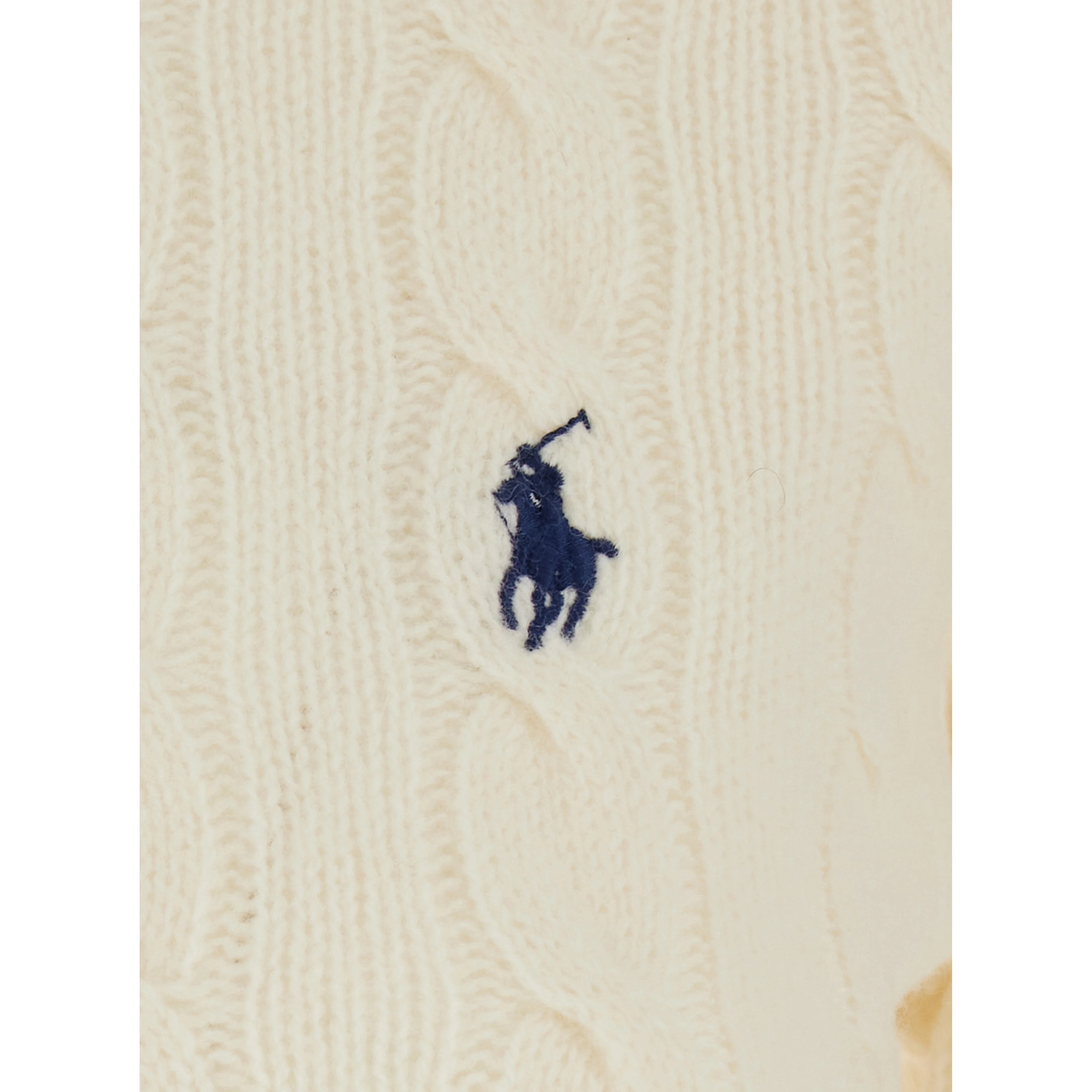 Julianna White Sweater with Pony embroidery on the front and cable knit in wool and cashmere for women