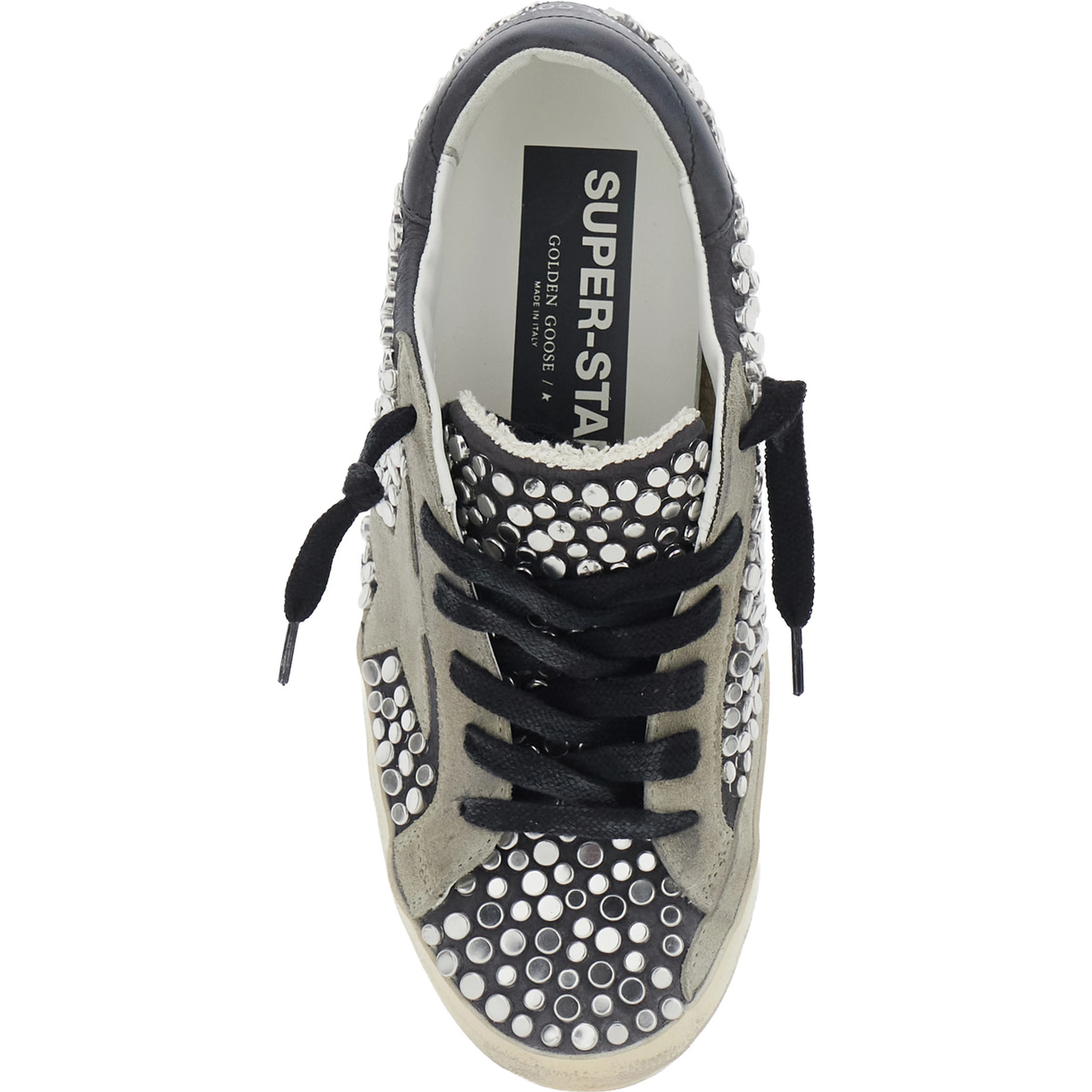 Superstar Grey low top sneakers with Side Star Patch and All-Over Glitter in suede for women