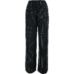 Black Pants with elasticated waist and two side pockets in silk for women