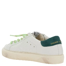 May White Low Top Sneaker with Star Patch on the Side and Logo Patch on the Tongue in Leather Boy