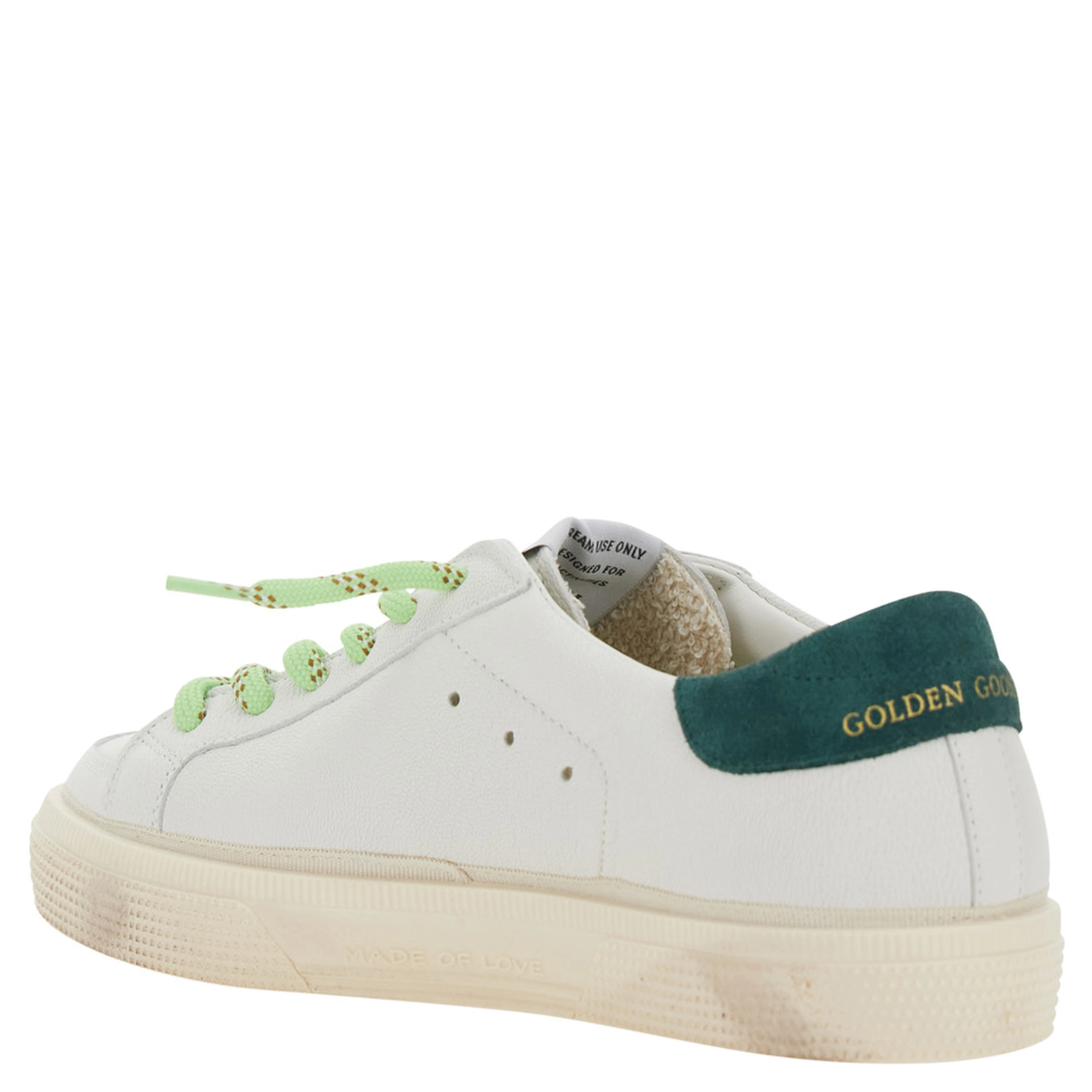 May White Low Top Sneaker with Star Patch on the Side and Logo Patch on the Tongue in Leather Boy