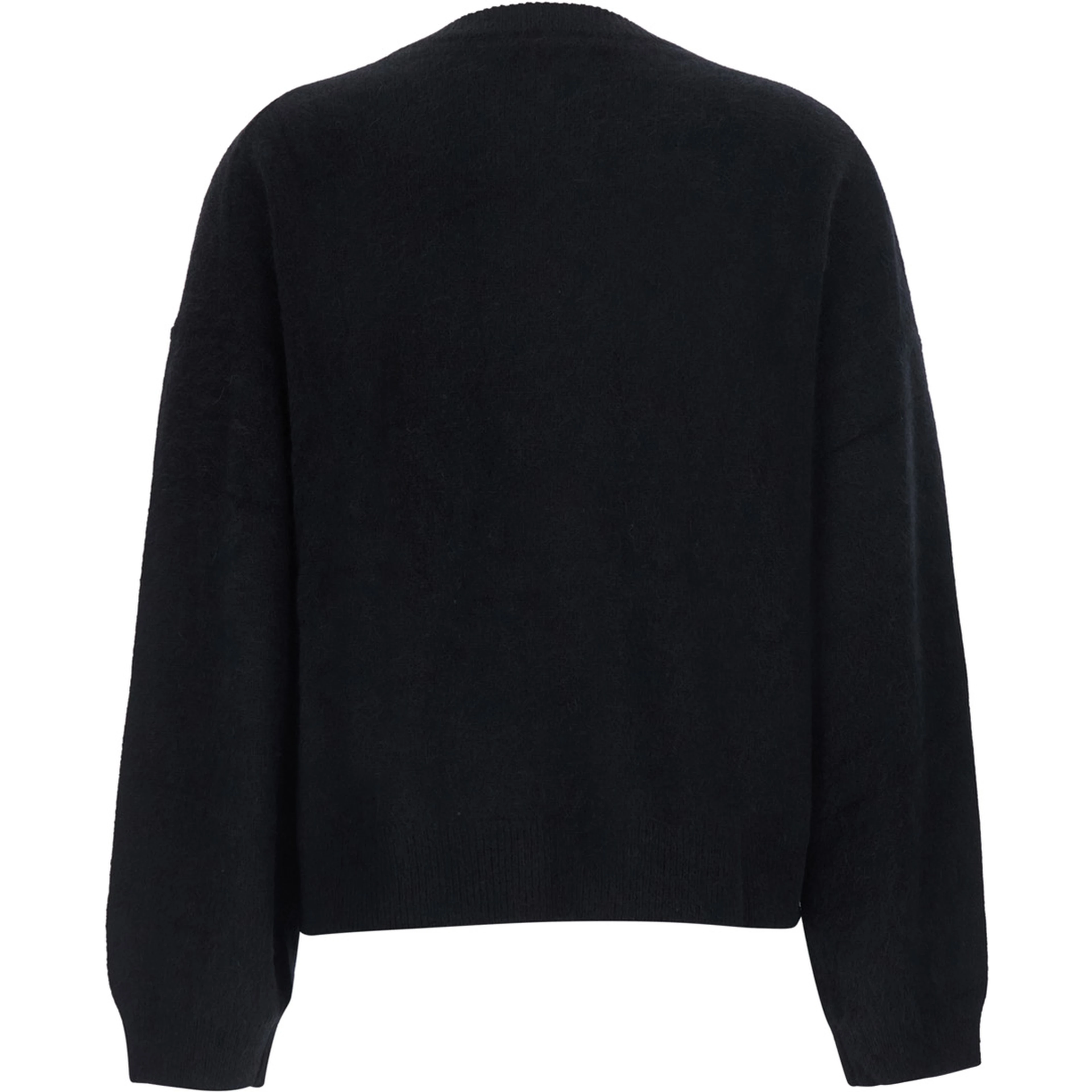 Tristan Black Sweater with round neck and dropped shoulders in  wool blend for women