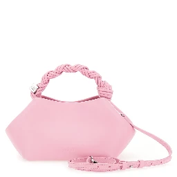 Bou Pink Handbag with Braided Handle and Butterfly Plate on the Front in Leather Blend for Women