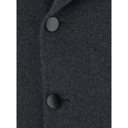 Arden Gray Double-breasted Coat with Notched Revers and Half Belt in Wool for Men