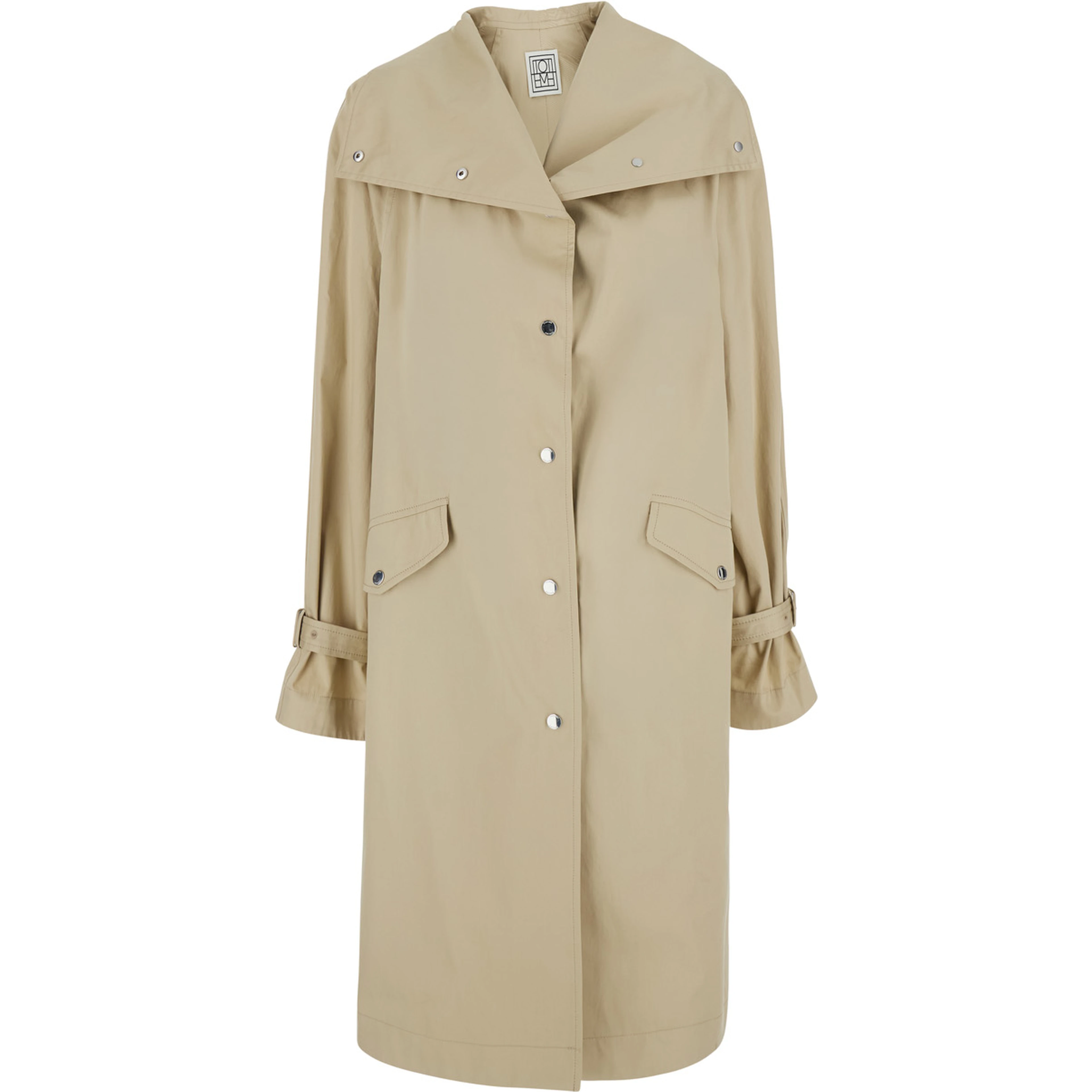 Oversized Cotton Trench with beige cotton women