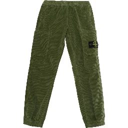 Green Pants with elasticated waist and logo patch on the front in cotton Boy