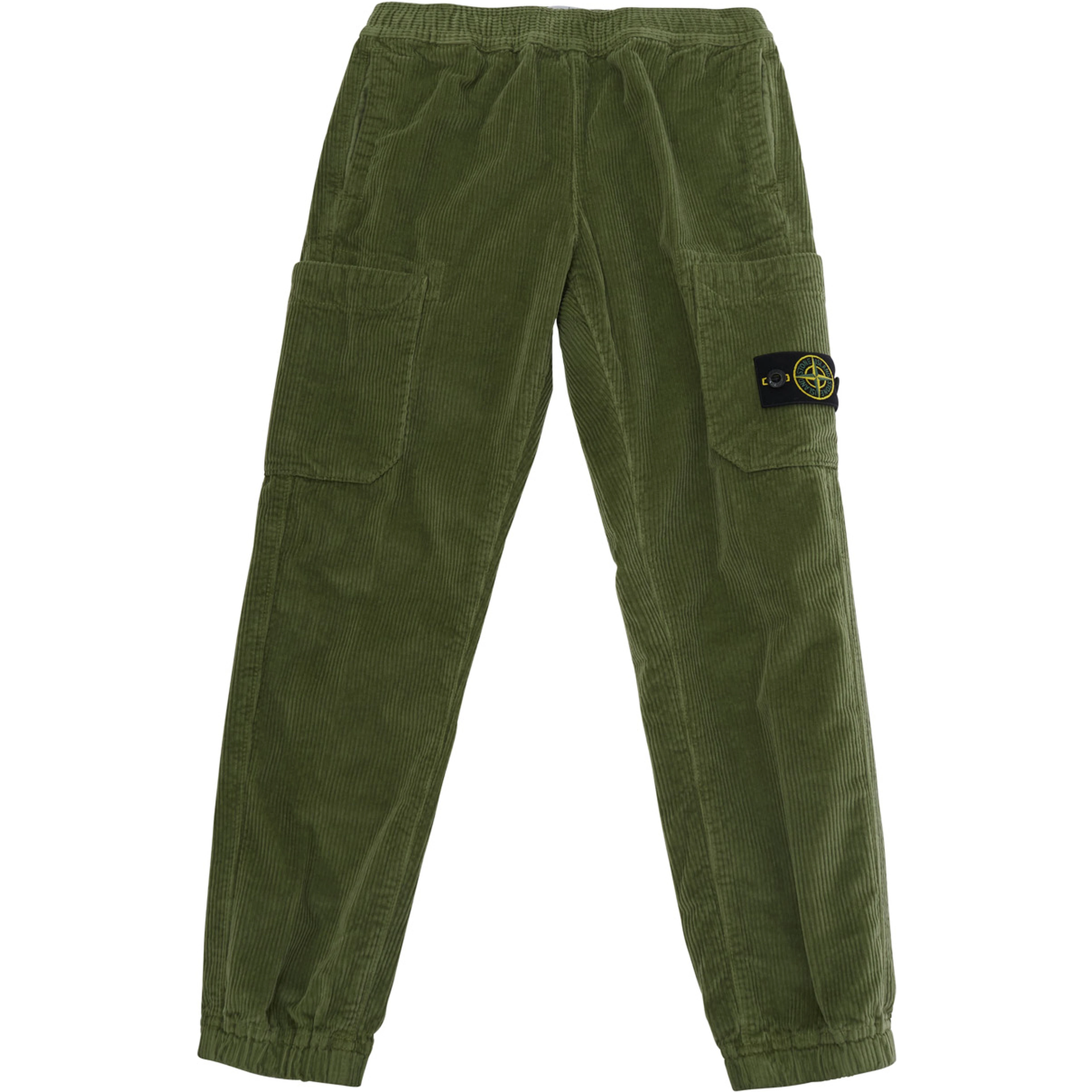 Green Pants with elasticated waist and logo patch on the front in cotton Boy