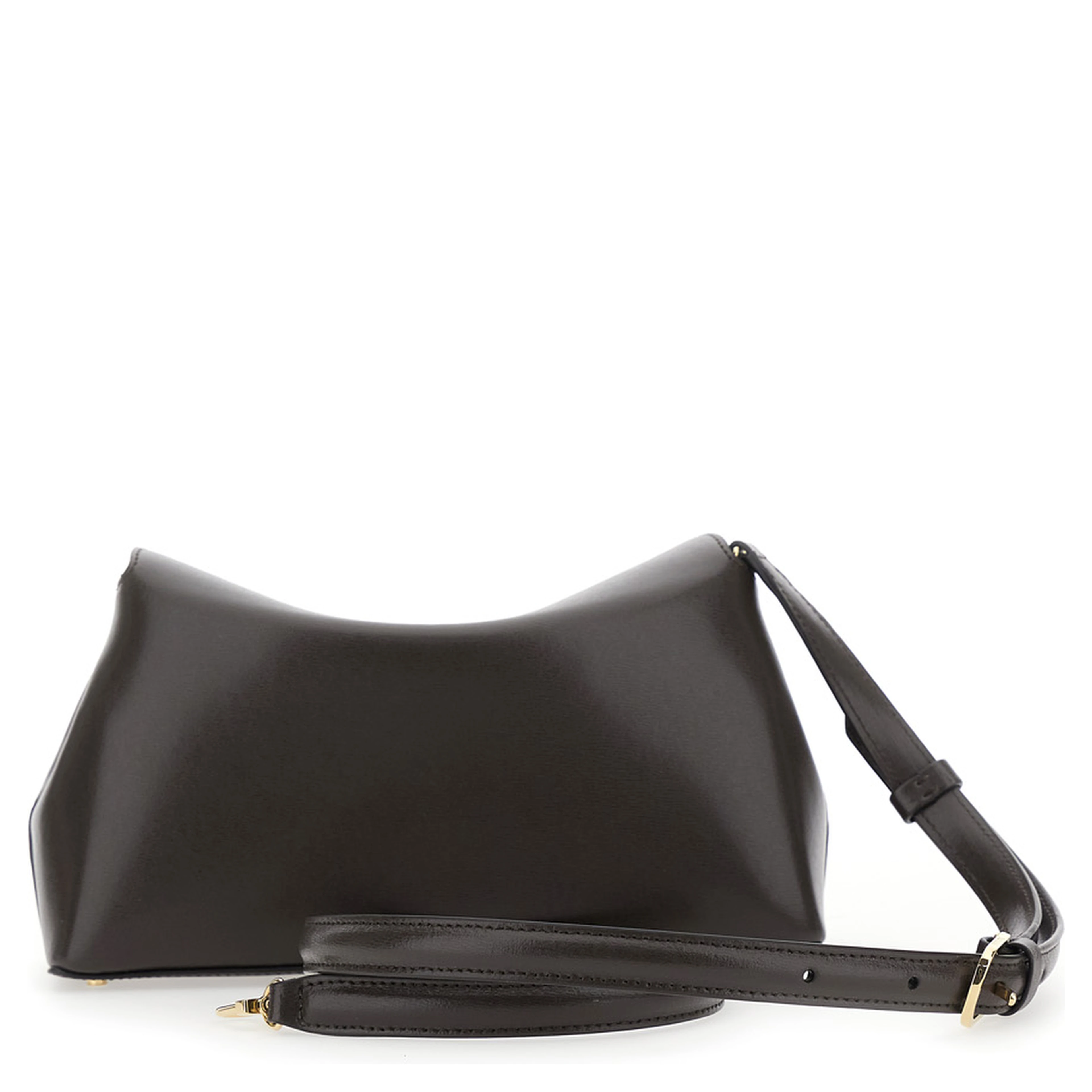T-Lock Brown Handbag with Adjustable and Removable Strap in Leather for Women