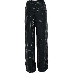 Black Pants with elasticated waist and two side pockets in silk for women