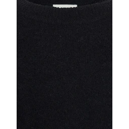 Tristan Black Sweater with round neck and dropped shoulders in  wool blend for women