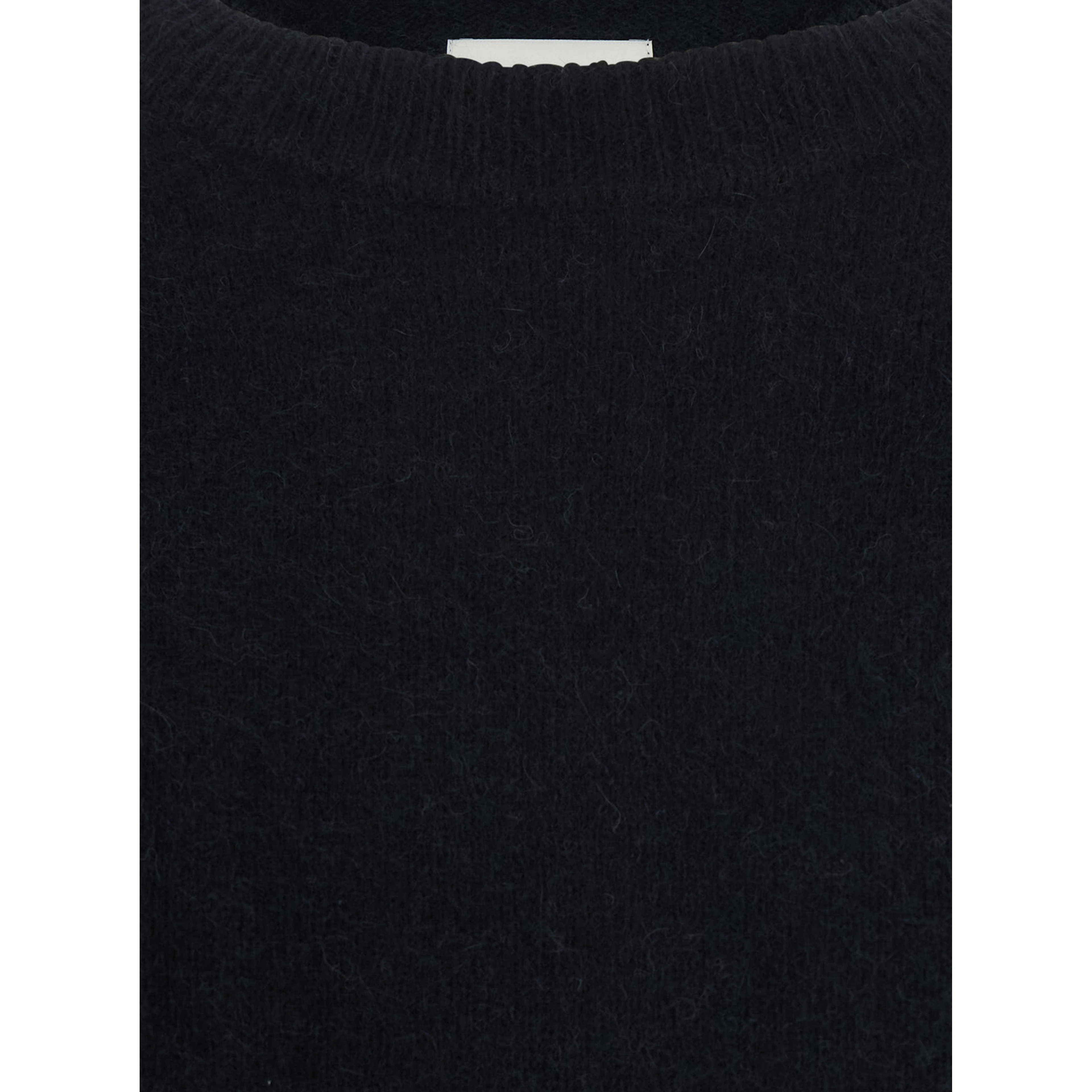 Tristan Black Sweater with round neck and dropped shoulders in  wool blend for women
