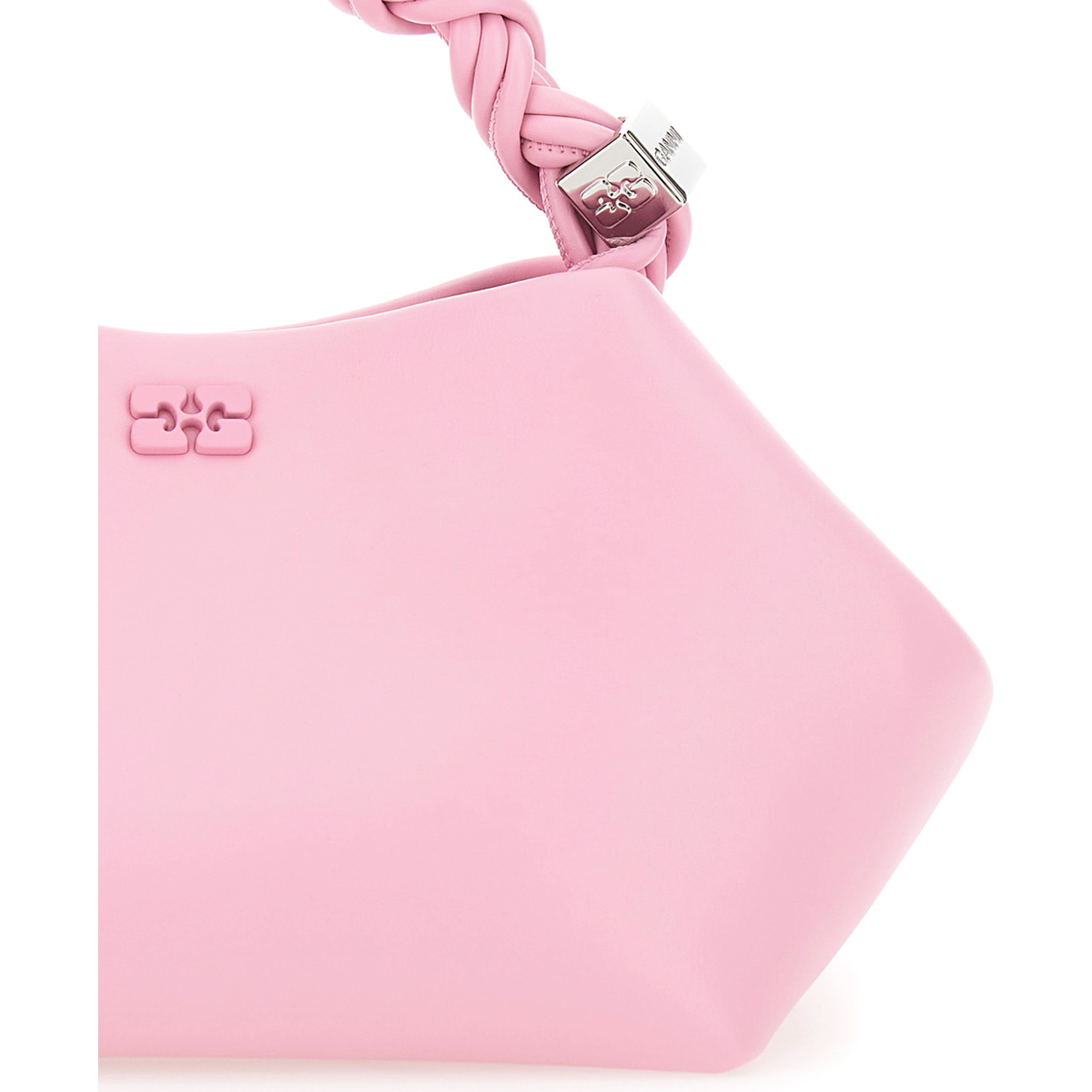 Bou Pink Handbag with Braided Handle and Butterfly Plate on the Front in Leather Blend for Women