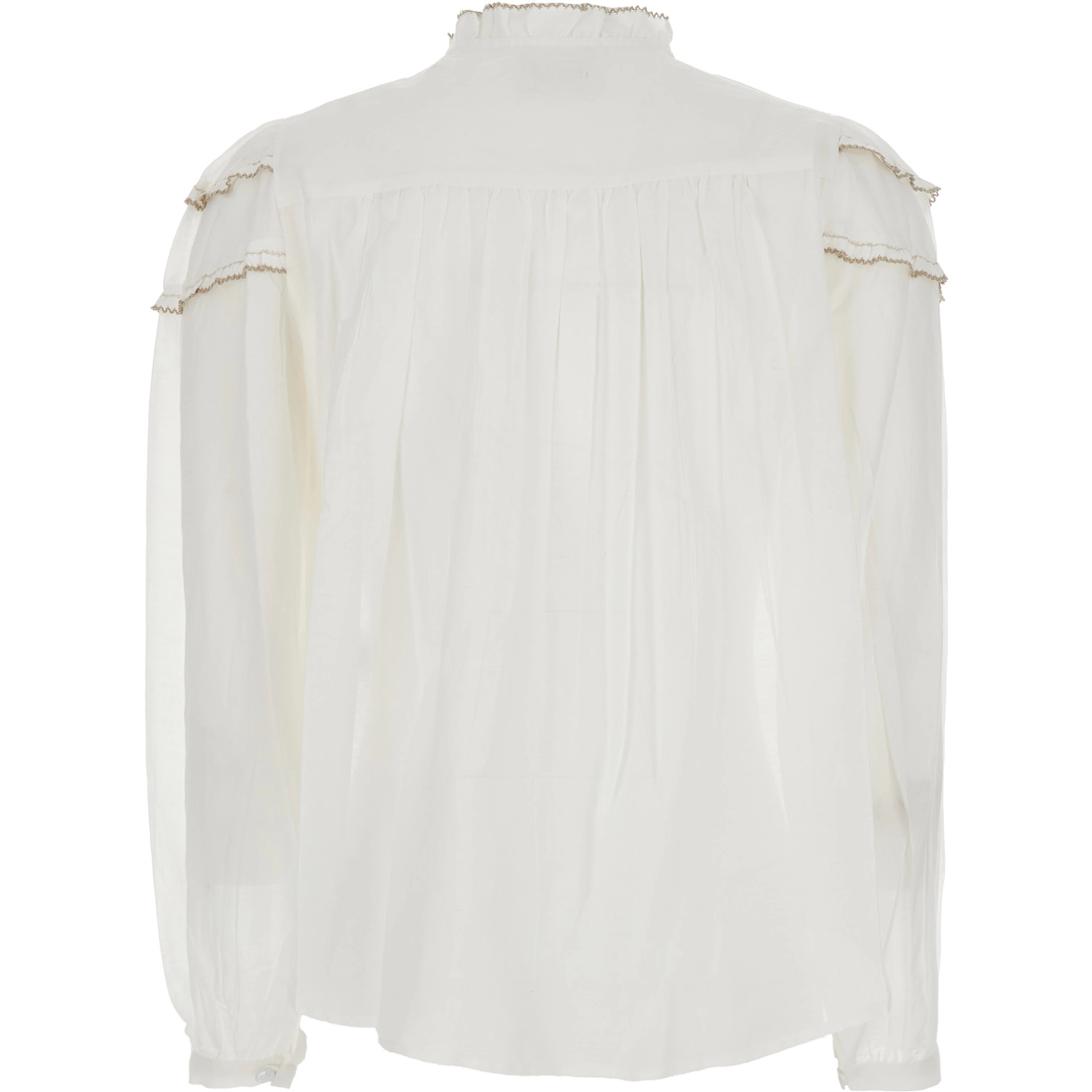 Blouse Christa with high collar and long sleeves in cotton blend white women