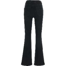 Five-pocket design Jeans with Mid Rise and Flared Leg in Black Denim for Women