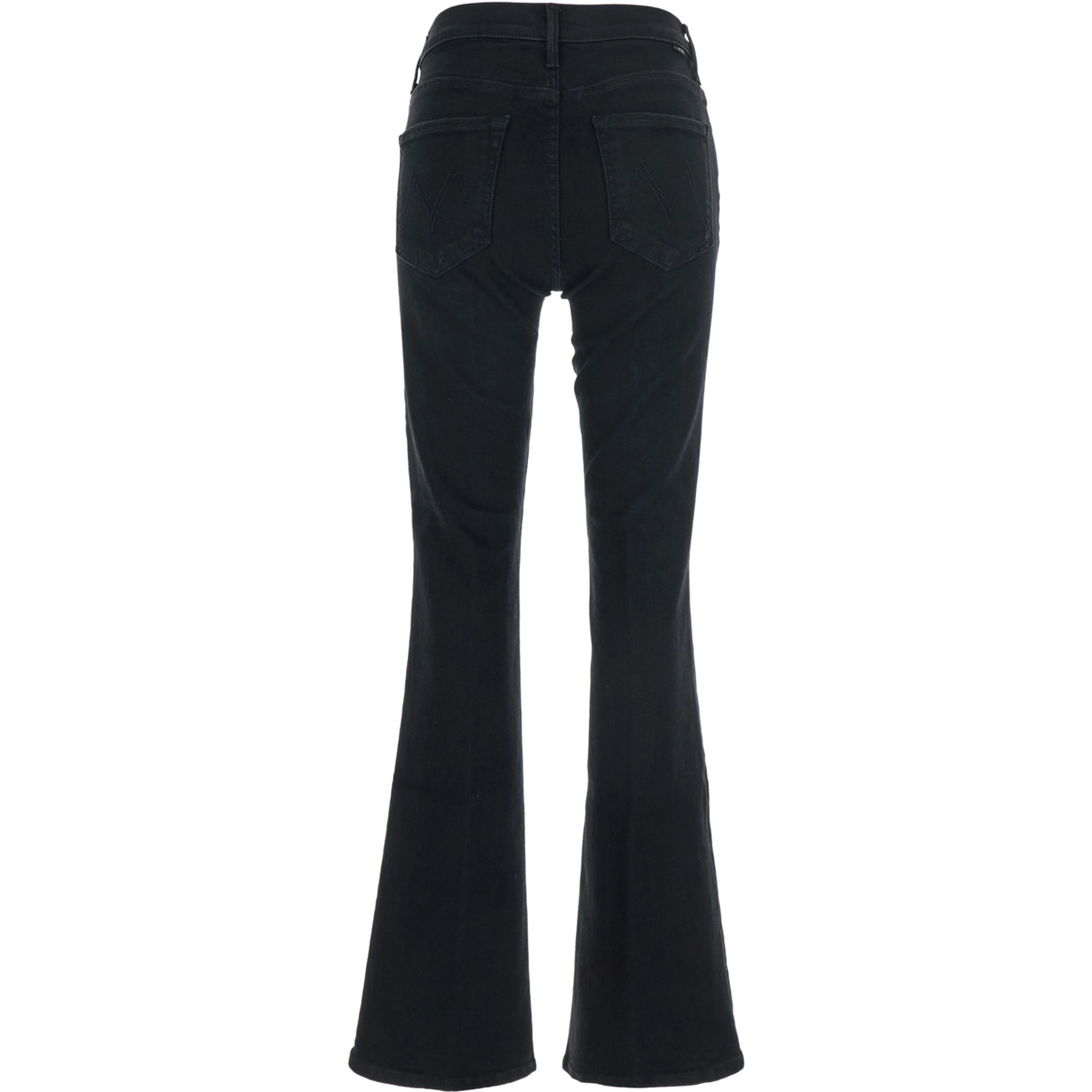 Five-pocket design Jeans with Mid Rise and Flared Leg in Black Denim for Women