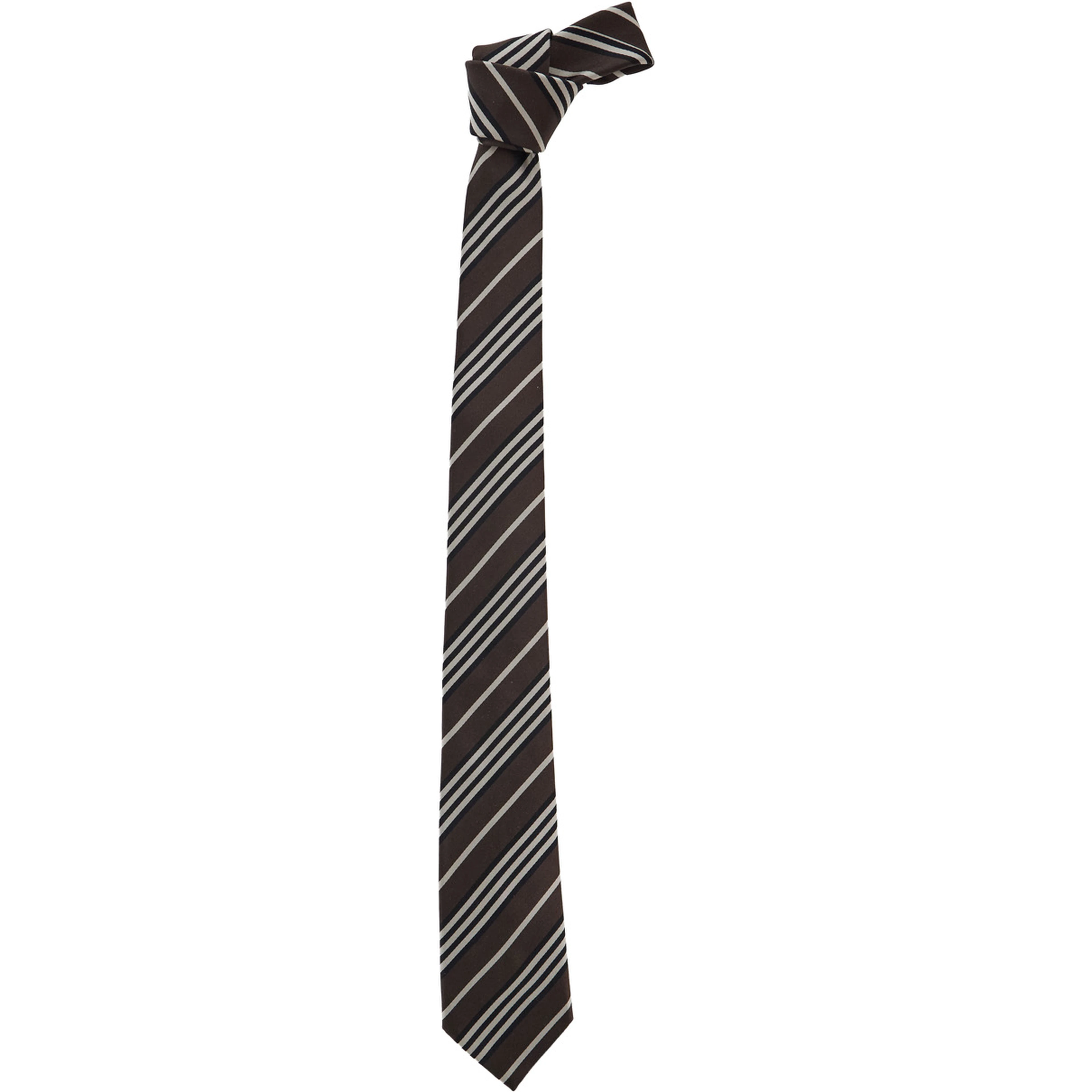 brown Tie with all-over stripe motif in silk for men