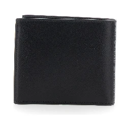 Bi-Fold Wallet Monogram with Logo Lettering on the Front in Black Leather for Men
