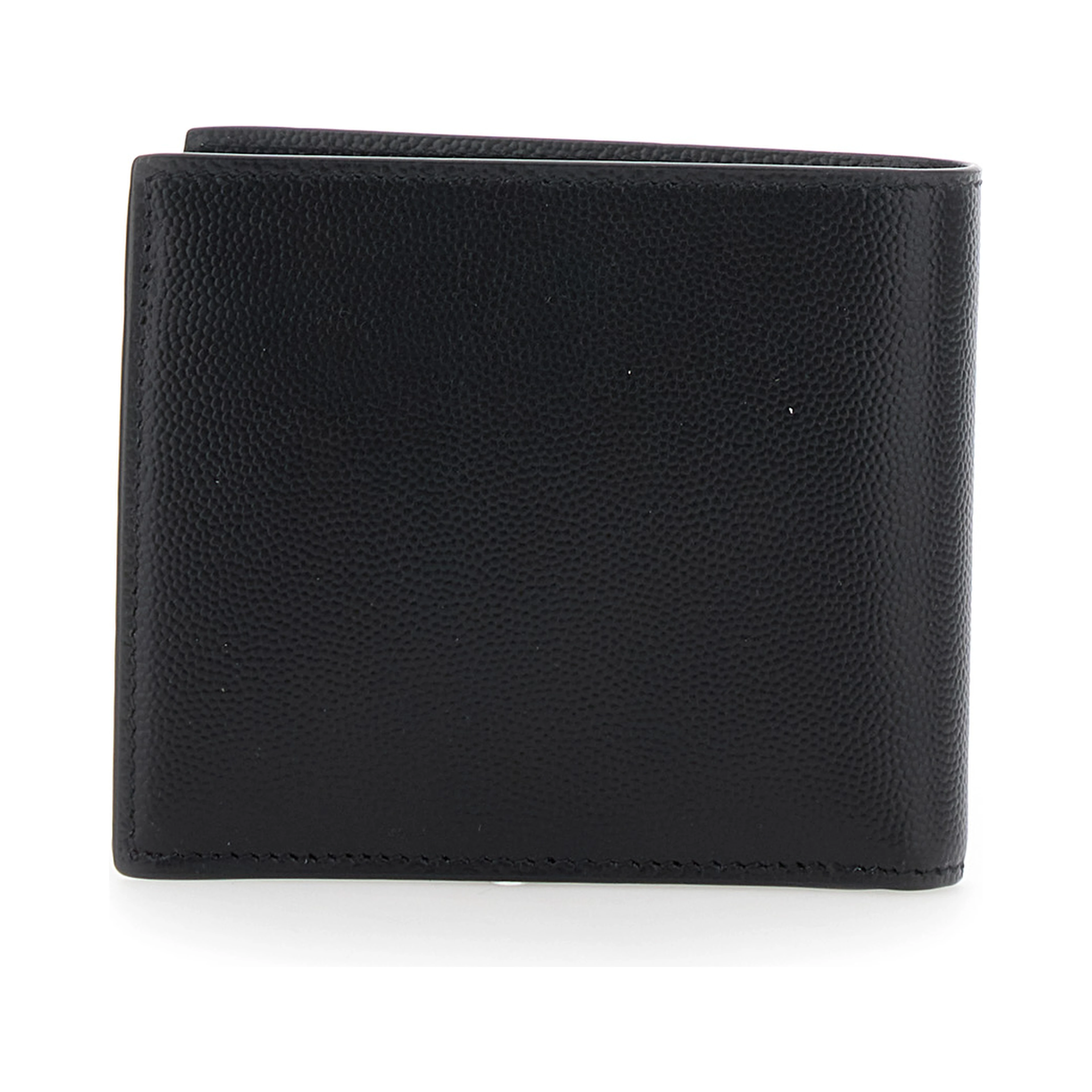 Bi-Fold Wallet Monogram with Logo Lettering on the Front in Black Leather for Men
