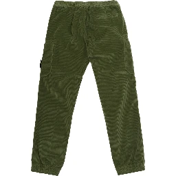 Green Pants with elasticated waist and logo patch on the front in cotton Boy
