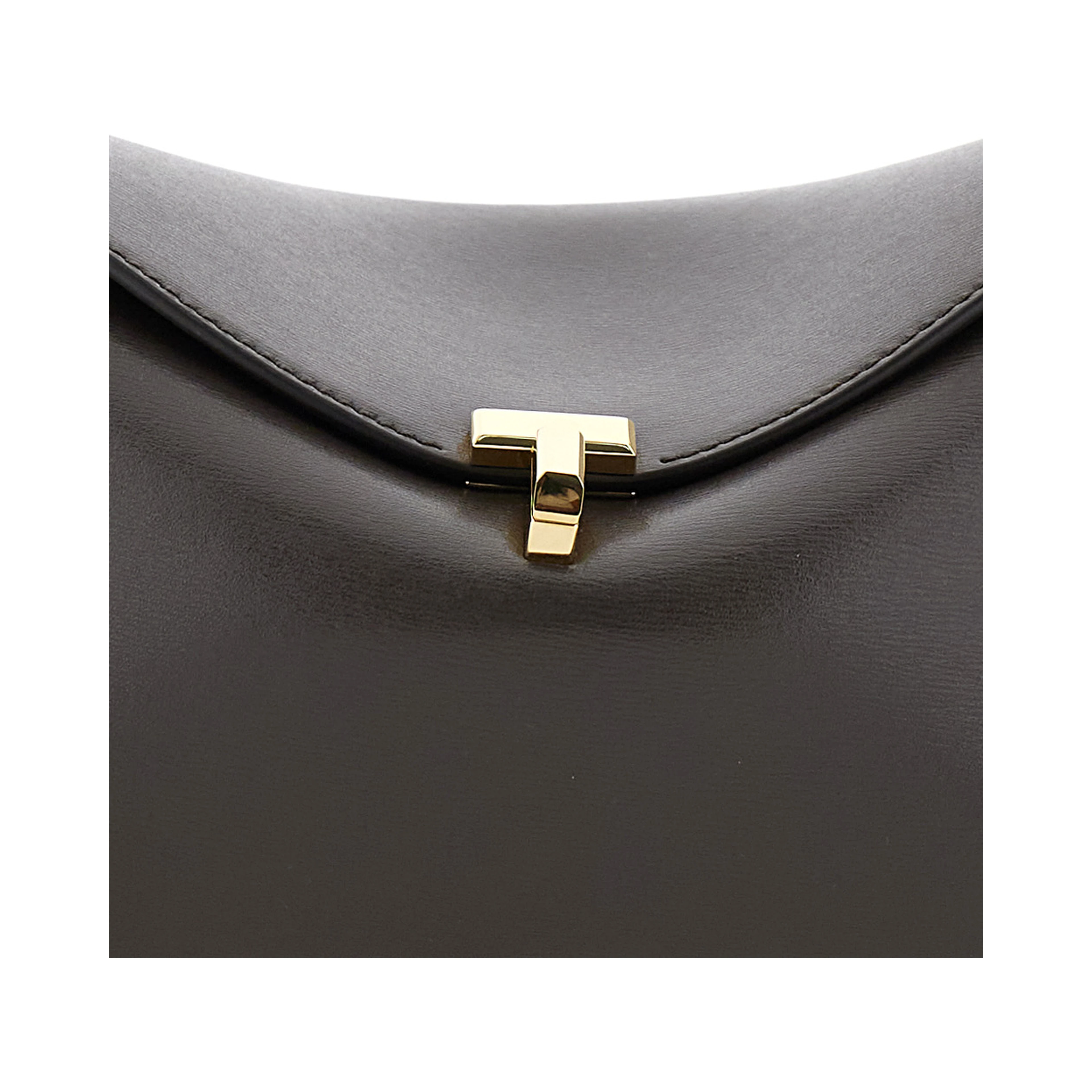 T-Lock Brown Handbag with Adjustable and Removable Strap in Leather for Women