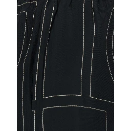 Black Pants with elasticated waist and two side pockets in silk for women