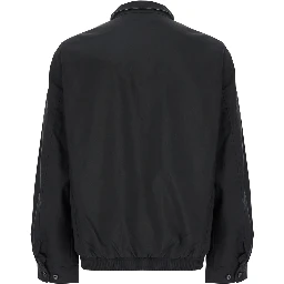 Jacket with Classic Collar and Pony Detail on the Front in Black Tech Fabric for Men