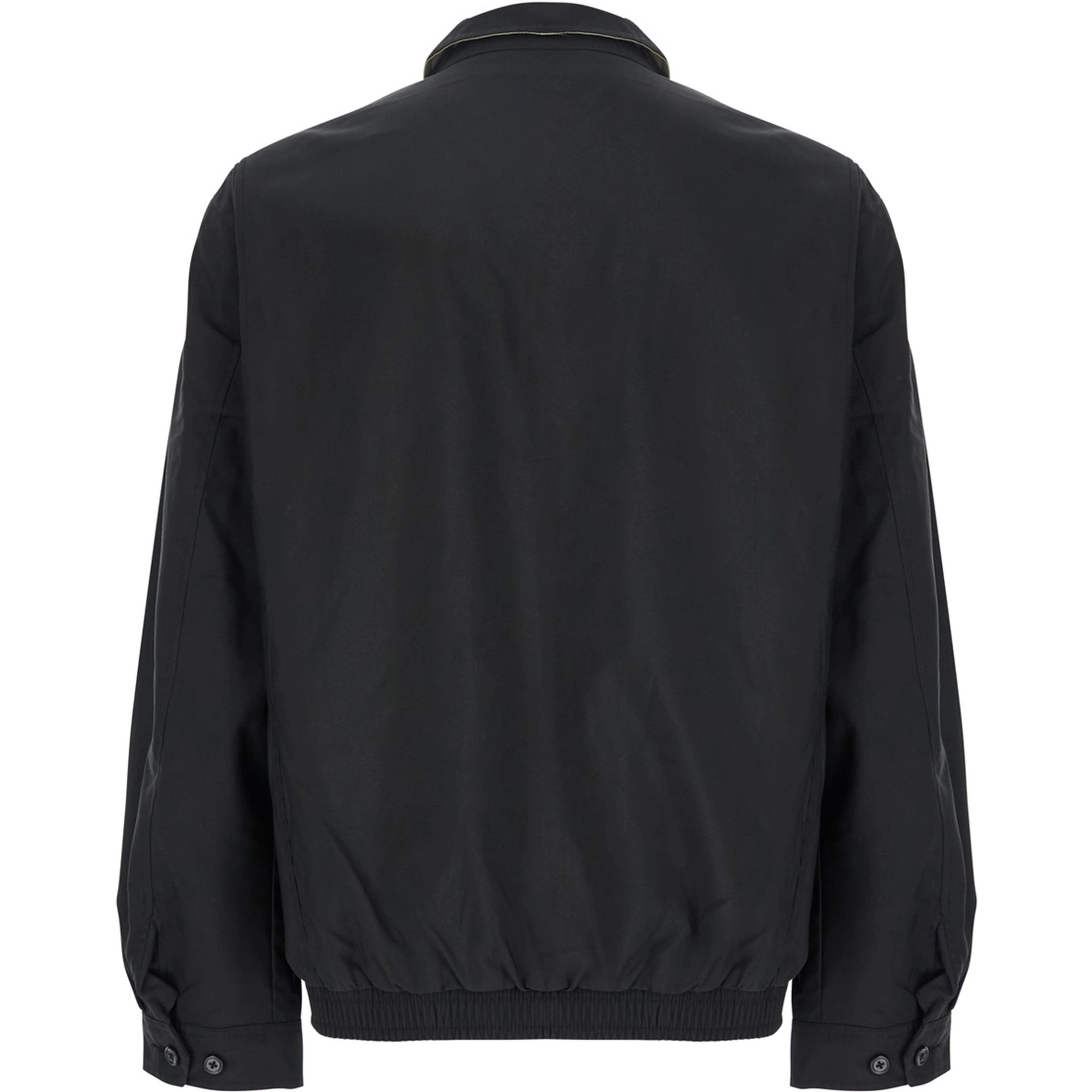 Jacket with Classic Collar and Pony Detail on the Front in Black Tech Fabric for Men
