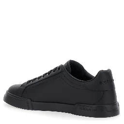 Sneaker Portofino Light with Patch Logo on the Tongue and Tone-on-Tone Lettering Logo on the Heel in Black Leather for Men