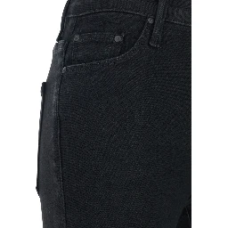 Five-pocket design Jeans with Mid Rise and Flared Leg in Black Denim for Women