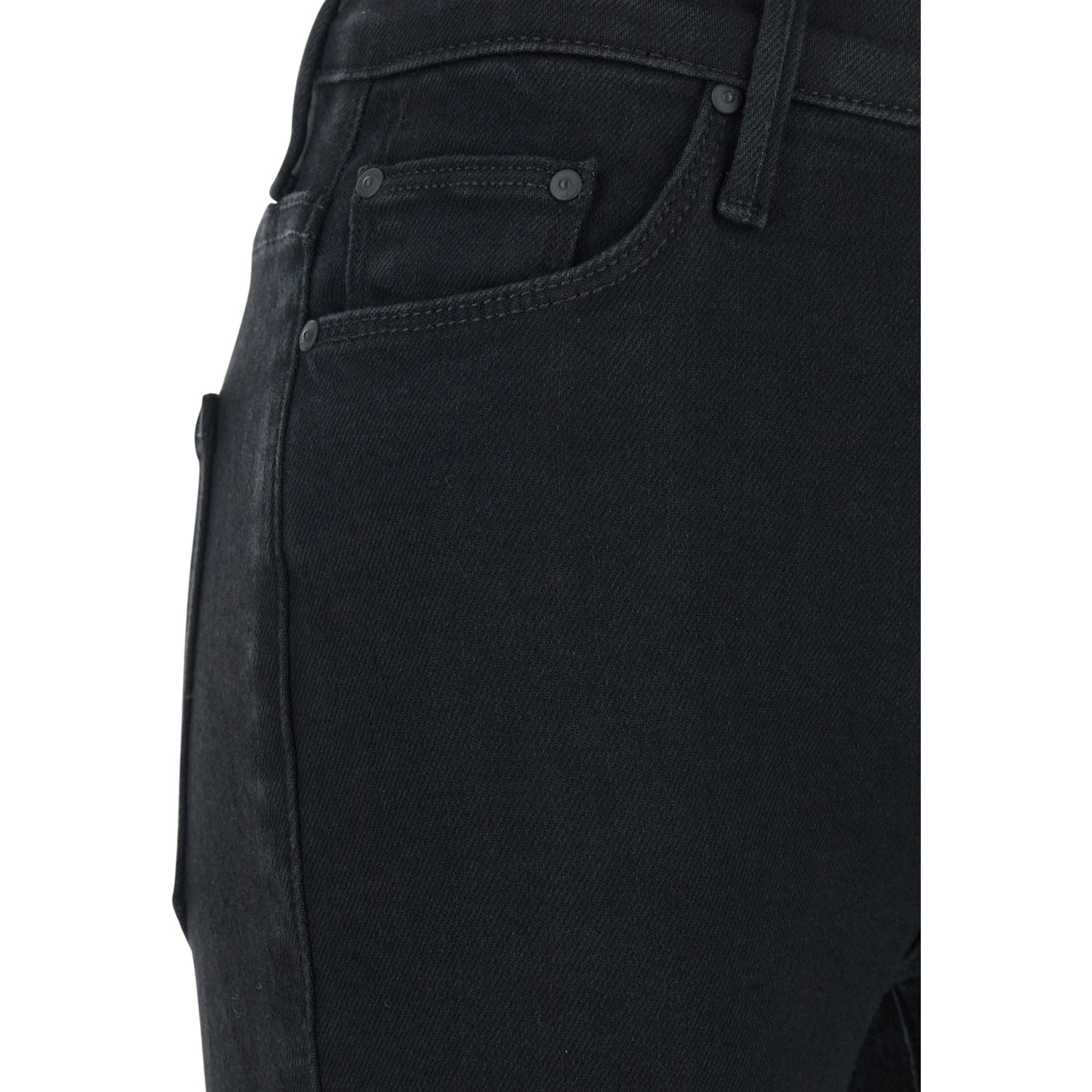 Five-pocket design Jeans with Mid Rise and Flared Leg in Black Denim for Women