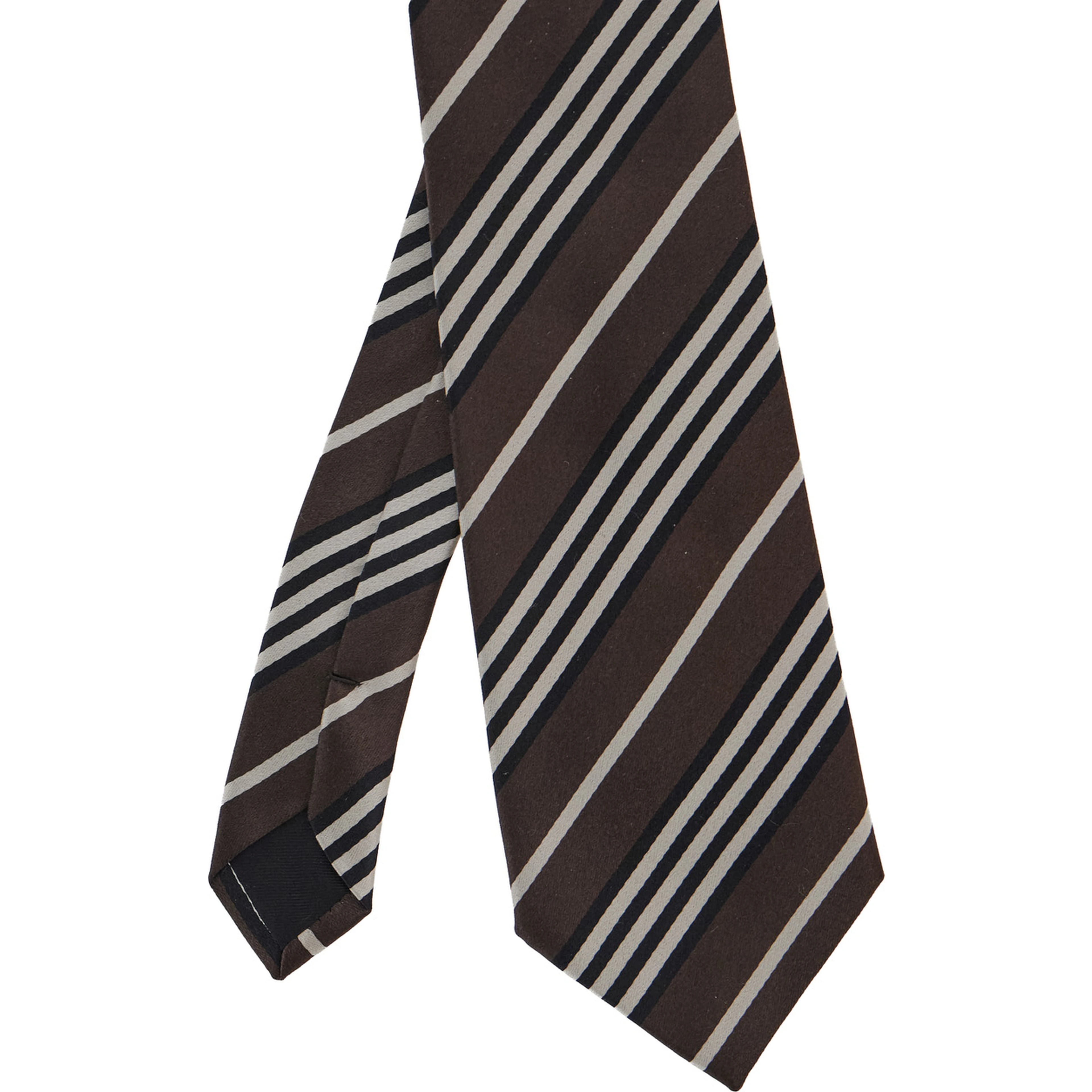 brown Tie with all-over stripe motif in silk for men