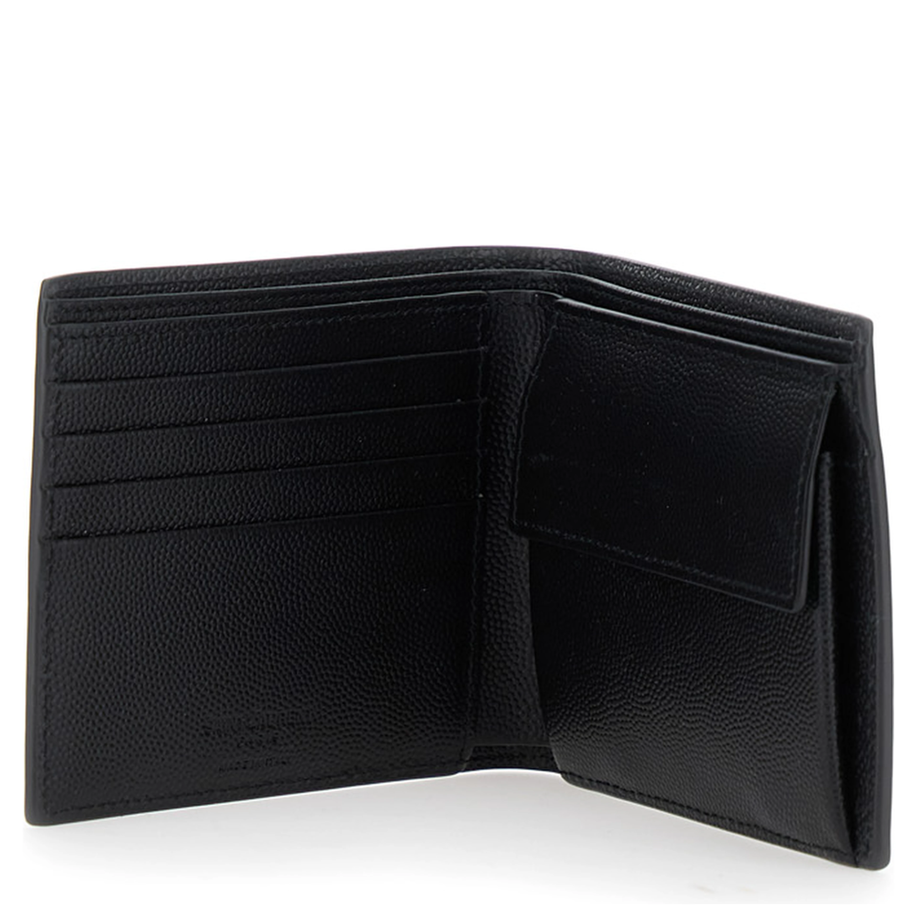 Bi-Fold Wallet Monogram with Logo Lettering on the Front in Black Leather for Men