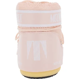 Pink ankle boots with logo lettering and lace-up closure in Tech Fabric women