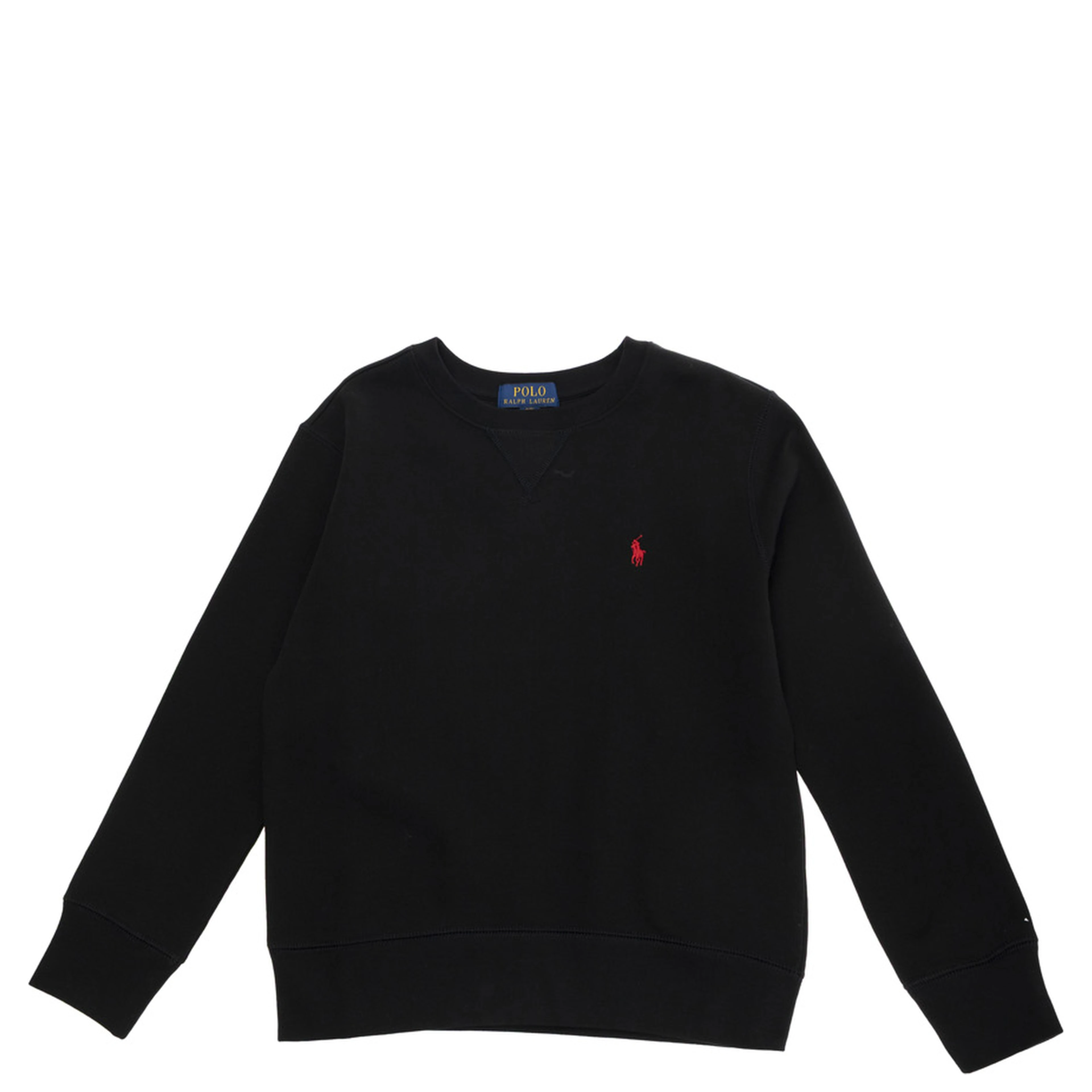 Sweatshirt with V-Neck and Pony Embroidery in Cotton Blend Black Boy