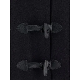Blue Jacket with hood and Toggle closure on the front in wool and cashmere for women
