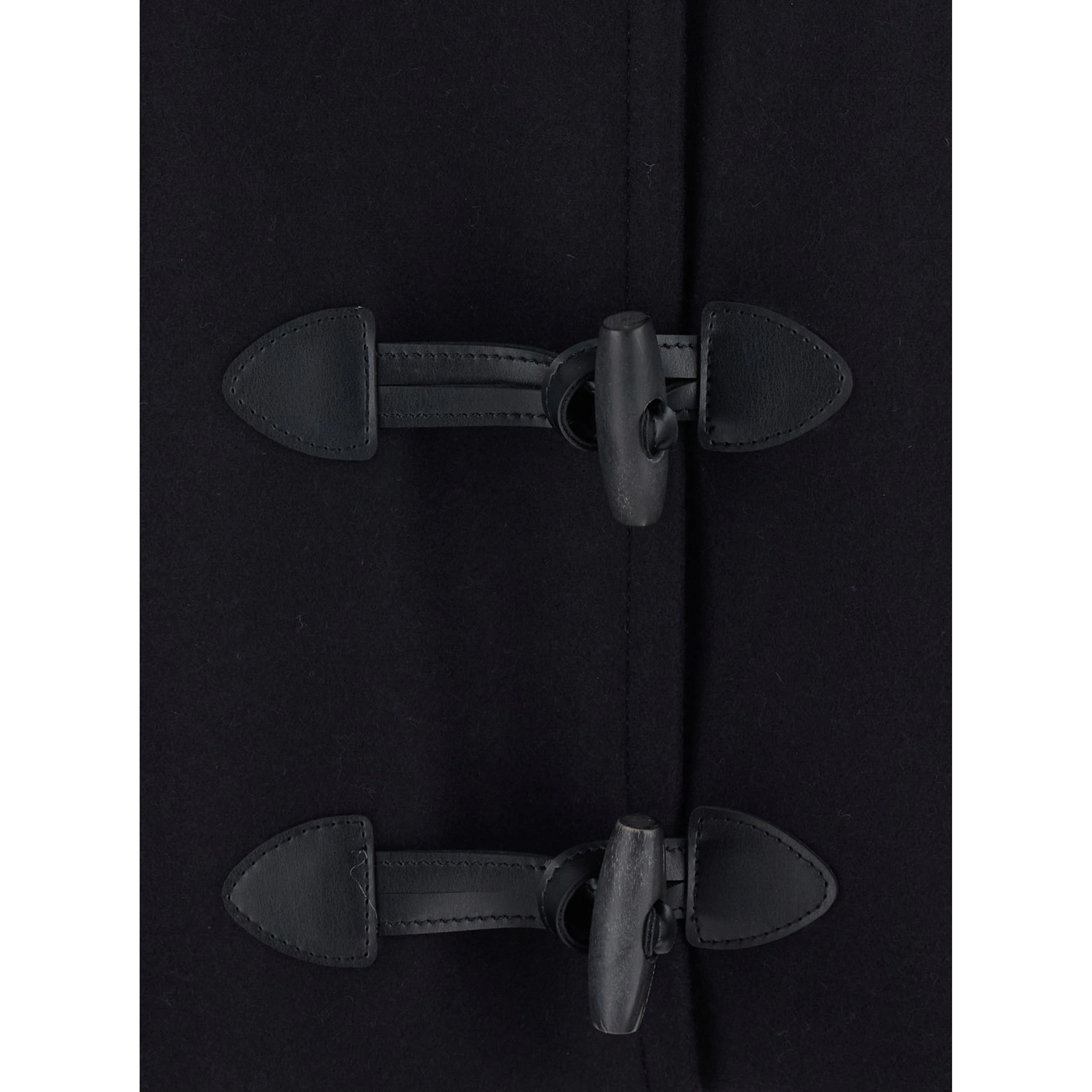 Blue Jacket with hood and Toggle closure on the front in wool and cashmere for women